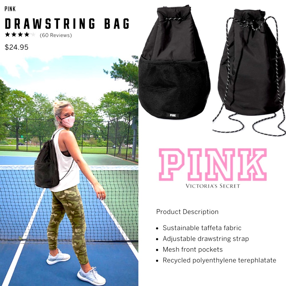 NWT! PINK Drawstring Bag